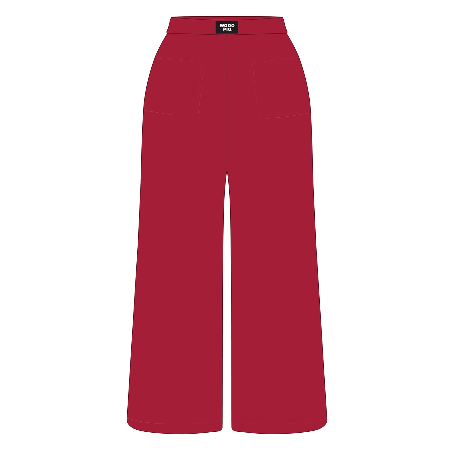 The Ava Airy Pants Wooo Pig Woven Label | Crimson
