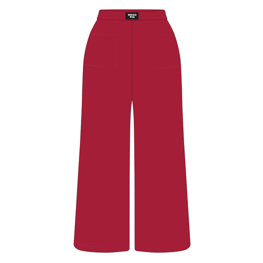 The Ava Airy Pants Wooo Pig Woven Label | Crimson