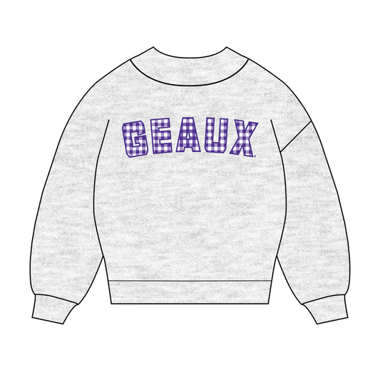 The Mallory Gingham Mockneck LSU | Ash