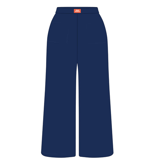 The Ava Airy Pants War Eagle Woven Label | Navy