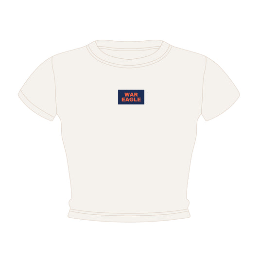 The Raegan Ribbed Baby Tee War Eagle Woven Label | Bone