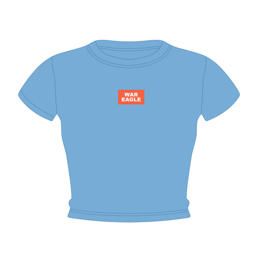 The Raegan Ribbed Baby Tee War Eagle Woven Label | Light Blue