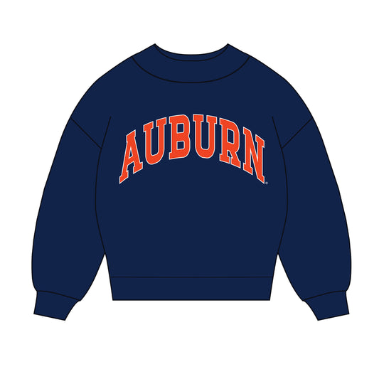The Madi Classic Mockneck Auburn Applique | Youth Navy