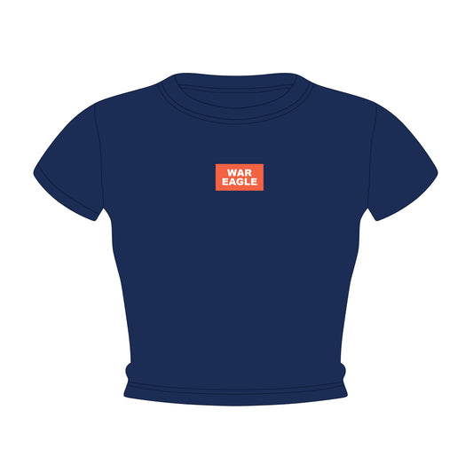 The Raegan Ribbed Baby Tee War Eagle Woven Label | Navy