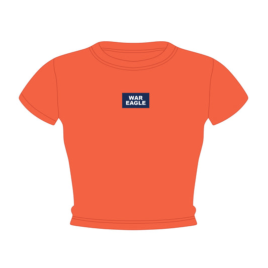 The Raegan Ribbed Baby Tee War Eagle Woven Label | Orange