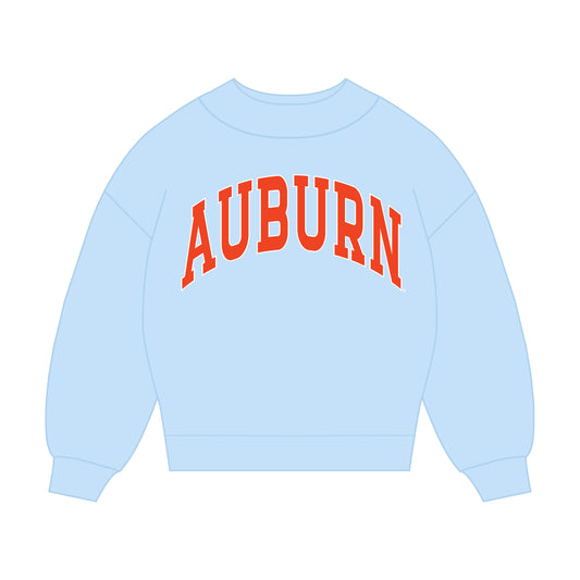 The Madi Mockneck Auburn Applique Arch | Light Blue