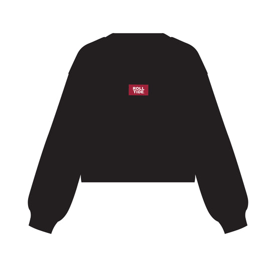 The Becca Boxy Crewneck Roll Tide Woven Label | Black