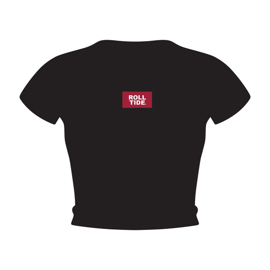 The Raegan Ribbed Baby Tee Roll Tide Woven Label | Black