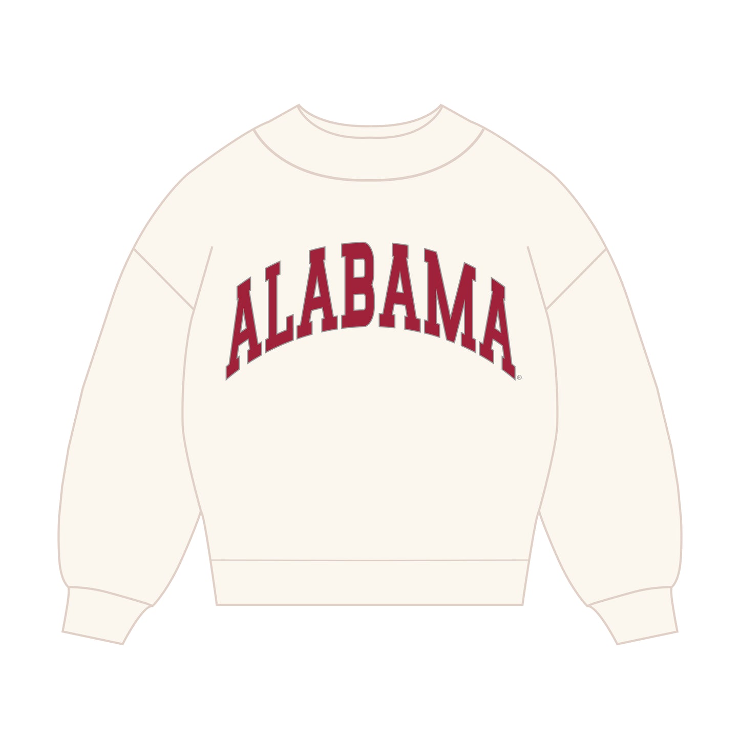 The Madi Classic Mockneck Alabama Applique | Bone