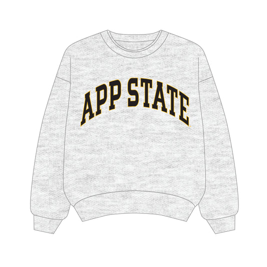 The Olivia Oversized Crewneck App State | Youth Ash