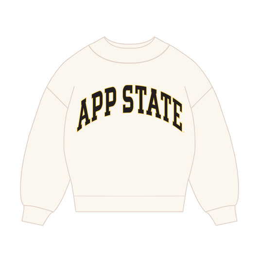 The Madi Classic Mockneck App State Applique | Bone