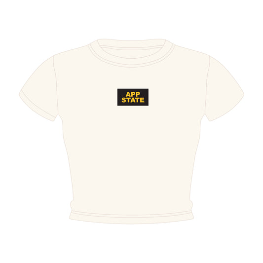 The Raegan Ribbed Baby Tee App State Woven Label | Bone
