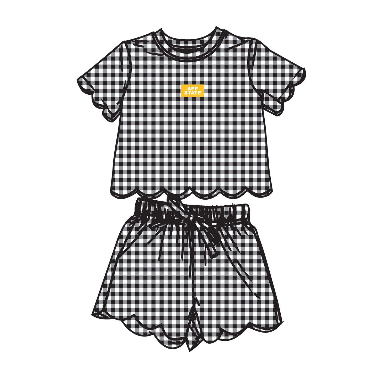 The Sue Scalloped Set App State | Youth Black