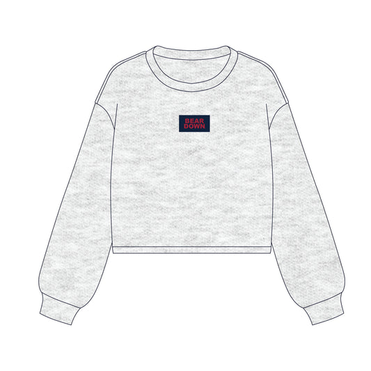 The Becca Boxy Crewneck Bear Down Woven Label | Ash
