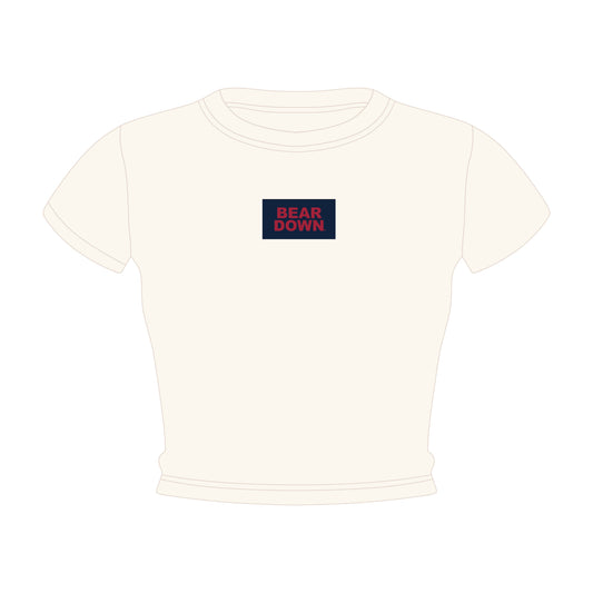 The Raegan Ribbed Baby Tee Bear Down Woven Label | Bone