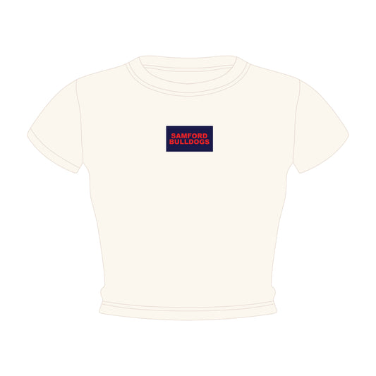 The Raegan Ribbed Baby Tee Samford Bulldogs Woven Label | Youth Bone
