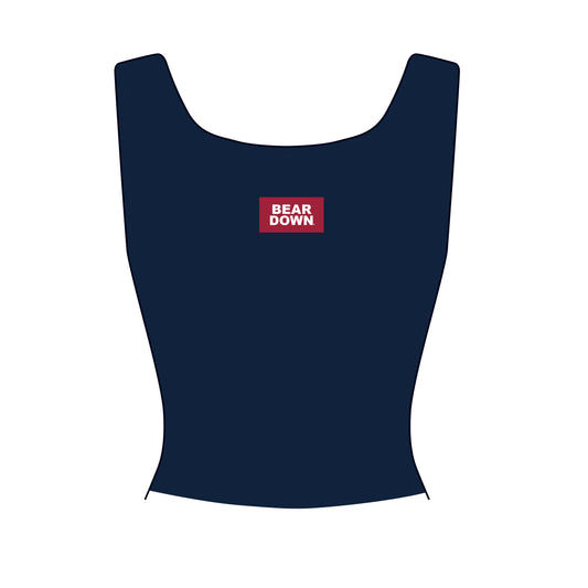 The Alli Ribbed Tank Bear Down Woven Label | Navy