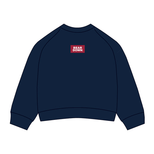 The Ava Airy Crewneck Bear Down Woven Label | Navy
