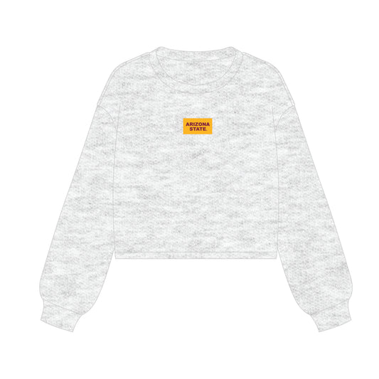 The Becca Boxy Crewneck Arizona State Woven Label | Ash