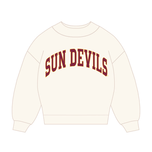 The Madi Classic Mockneck Arizona State Applique | Bone