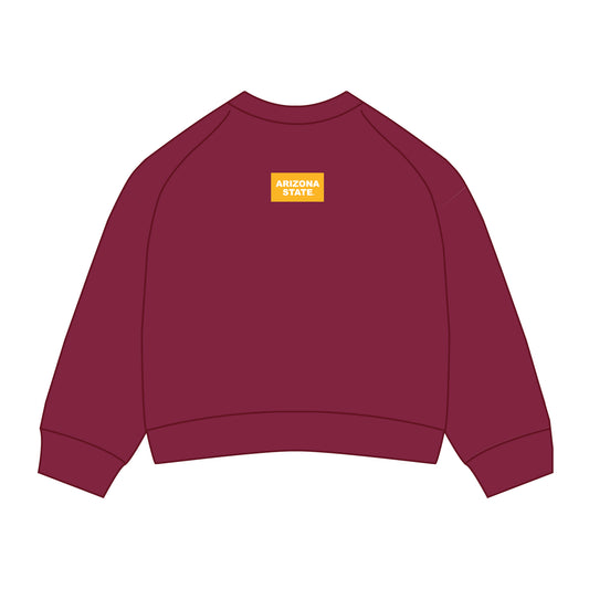 The Ava Airy Crewneck Arizona State Woven Label | Maroon