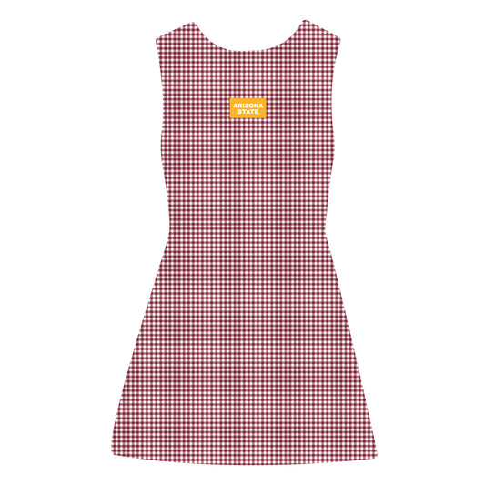 The Grace Gingham Dress Arizona State Woven Label | Maroon