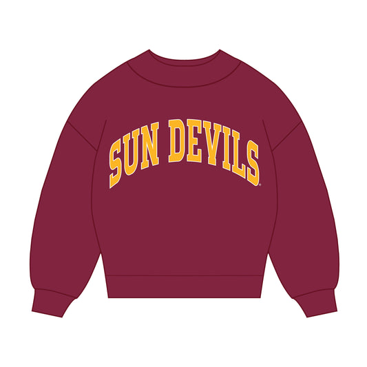 The Madi Classic Mockneck Arizona State Applique | Maroon