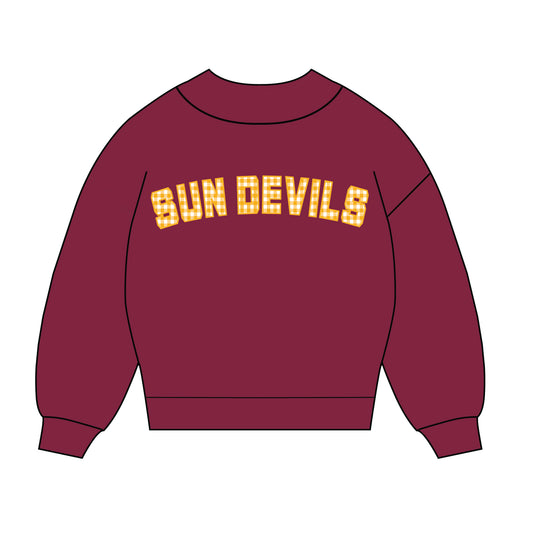 The Mallory Gingham Mockneck Arizona State | Maroon