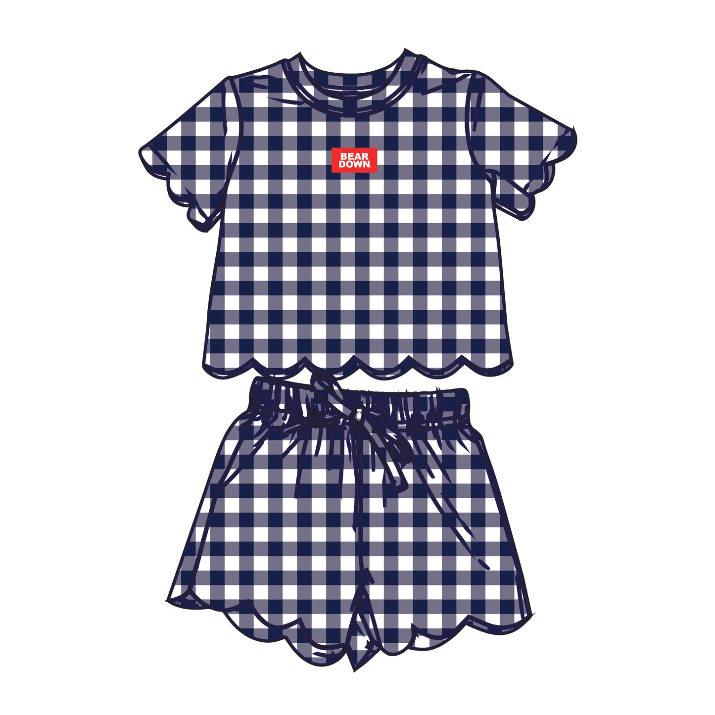 The Sue Scalloped Set Bear Down | Youth Navy