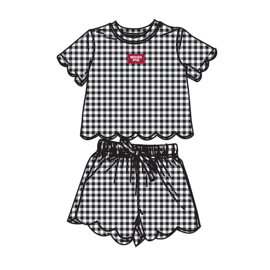 The Sue Scalloped Set Wooo Pig | Youth Black