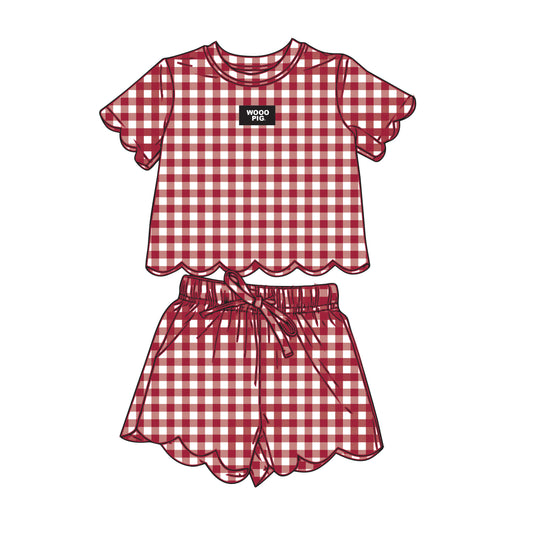The Sue Scalloped Set Wooo Pig | Youth Crimson