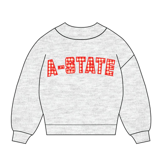 The Mallory Gingham Mockneck Arkansas State | Ash