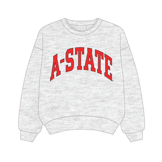 The Olivia Oversized Crewneck Arkansas State | Youth Ash