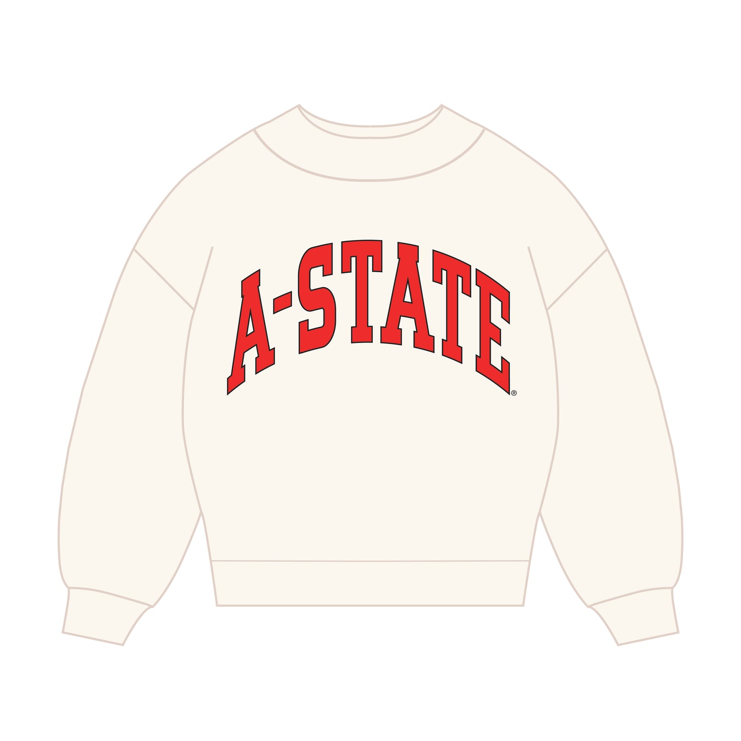 The Madi Classic Mockneck Arkansas State Applique | Bone