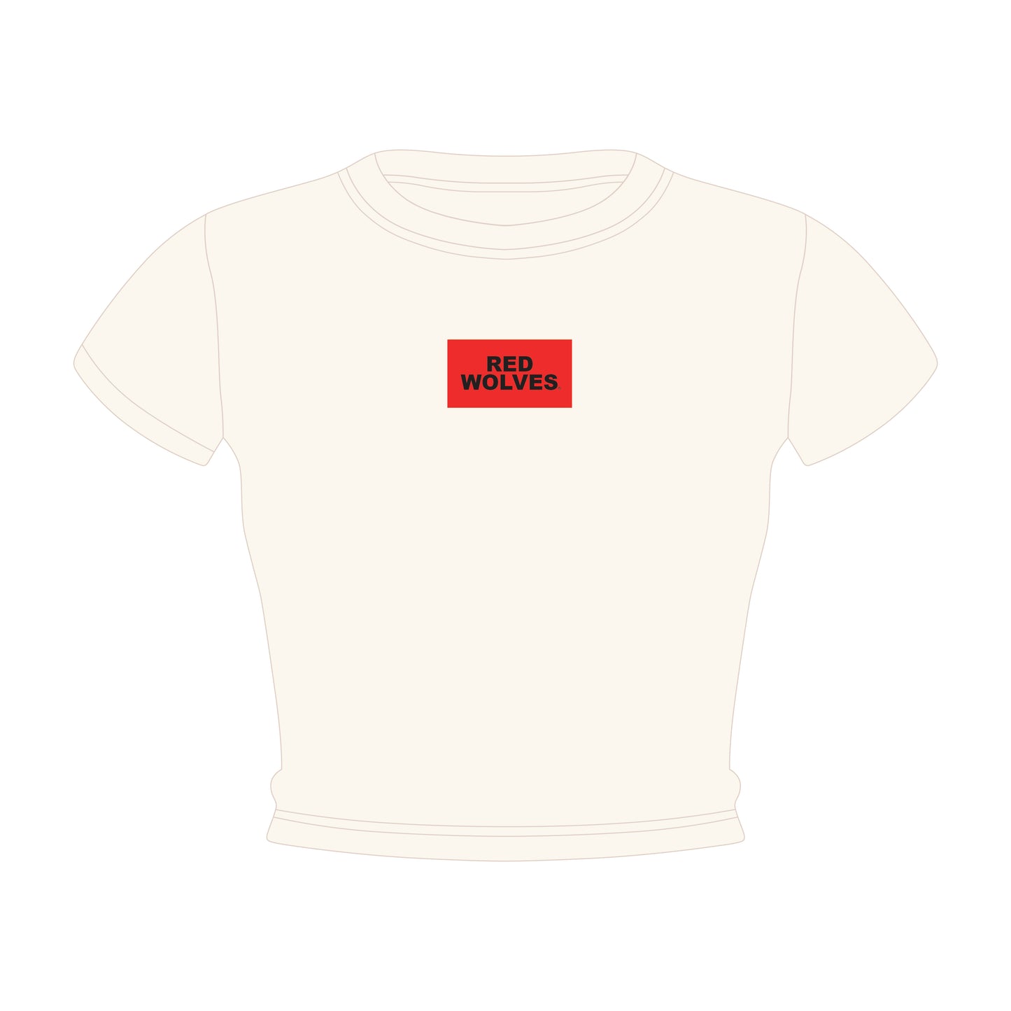 The Raegan Ribbed Baby Tee Red Wolves Woven Label | Bone