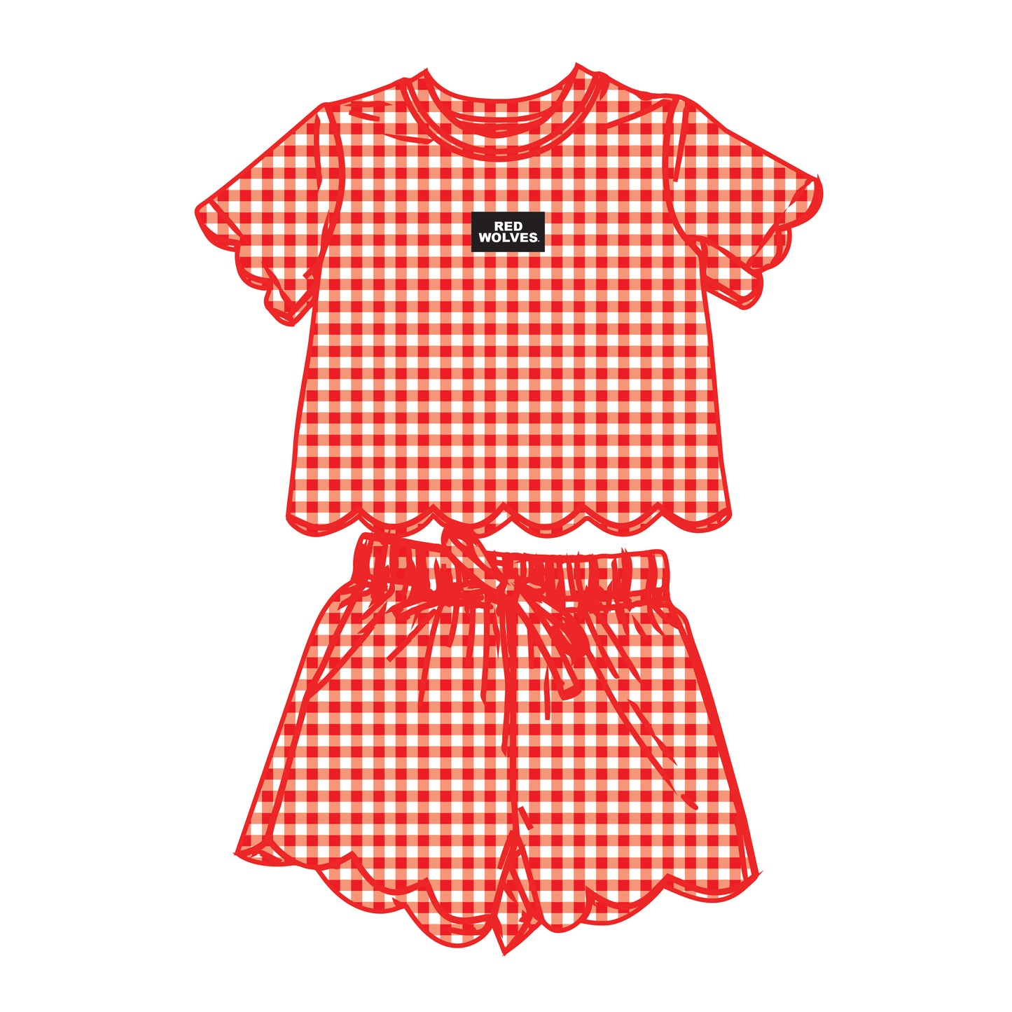 The Sue Scalloped Set Red Wolves | Youth Bright Red