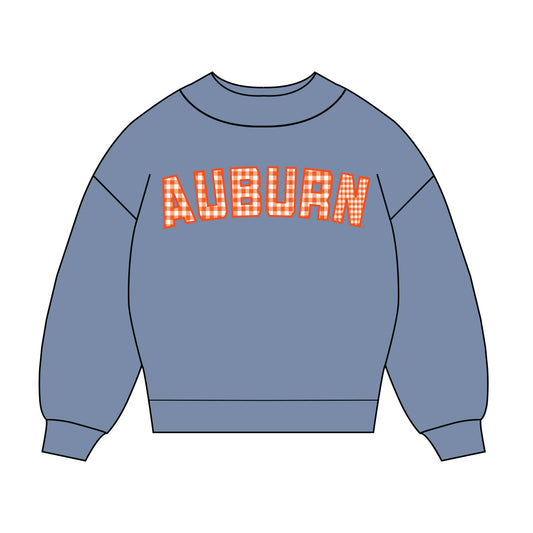 The Mallory Gingham Mockneck Auburn  | Denim