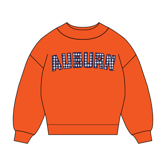 The Mallory Gingham Mockneck Auburn | Orange