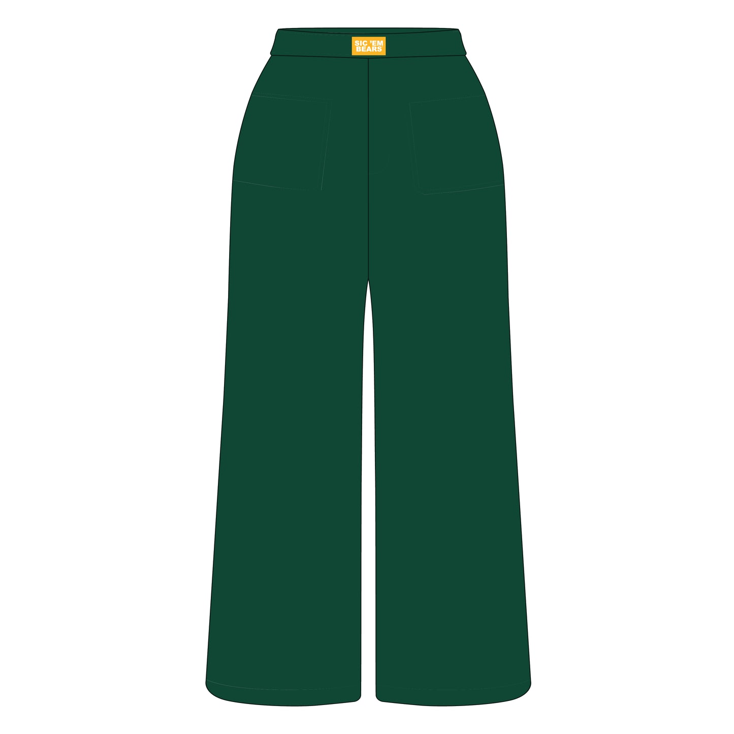The Ava Airy Pants Sic 'Em Bears Woven Label | Green