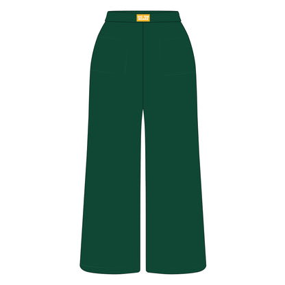 The Ava Airy Pants Sic 'Em Bears Woven Label | Green