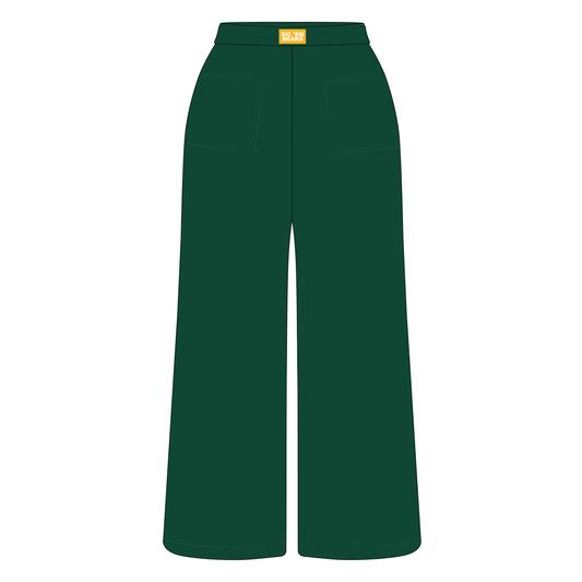 The Ava Airy Pants Sic 'Em Bears Woven Label | Green