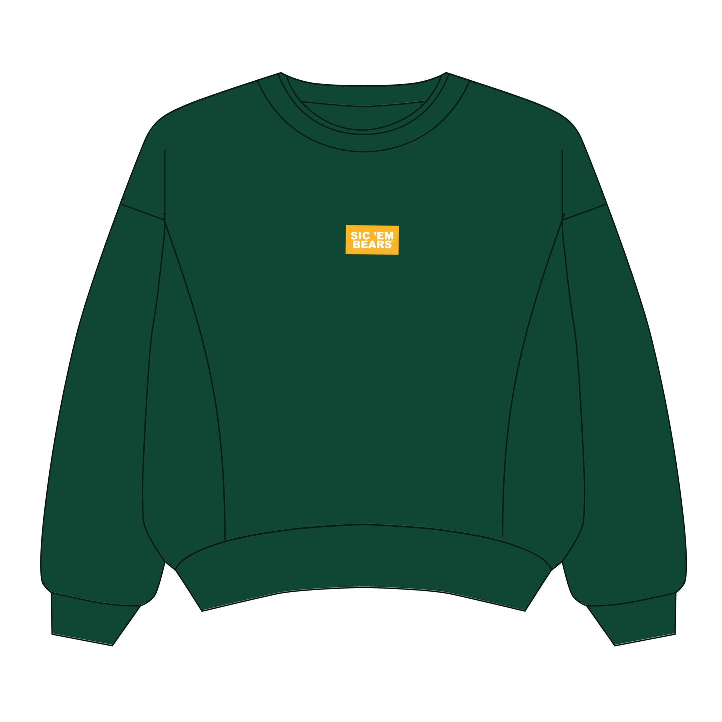 The Molly Corded Crew Sic 'Em Bears Woven Label | Green