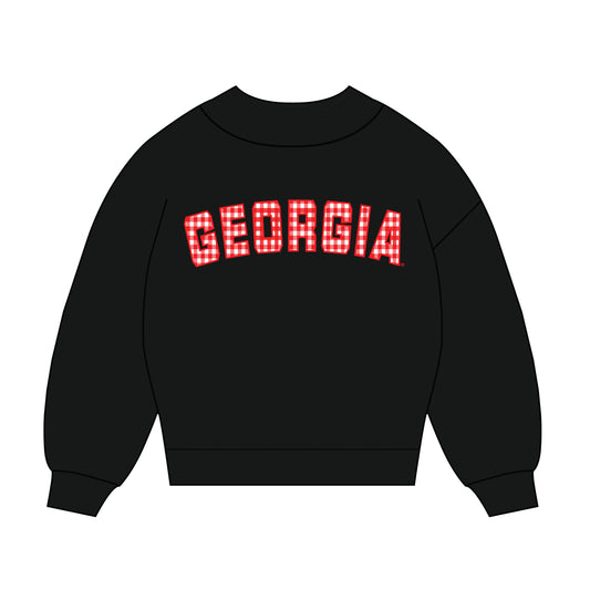 The Mallory Gingham Mockneck Georgia | Black