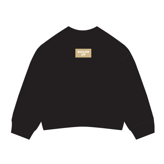 The Ava Airy Crewneck Boiler Up Woven Label | Black