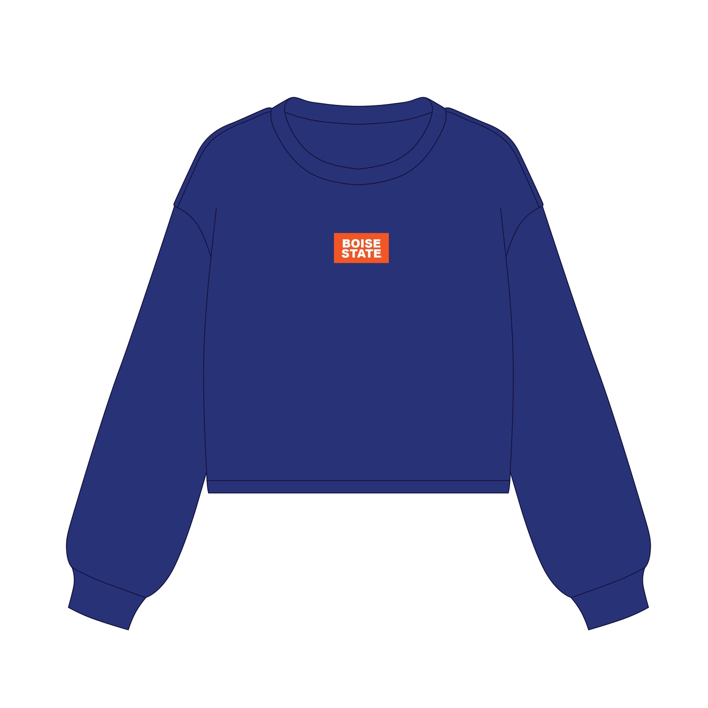 The Becca Boxy Crewneck Boise State Woven Label | Royal