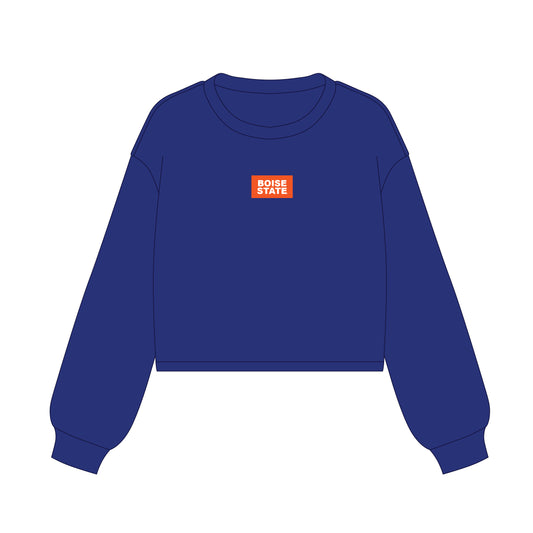 The Becca Boxy Crewneck Boise State Woven Label | Youth Royal
