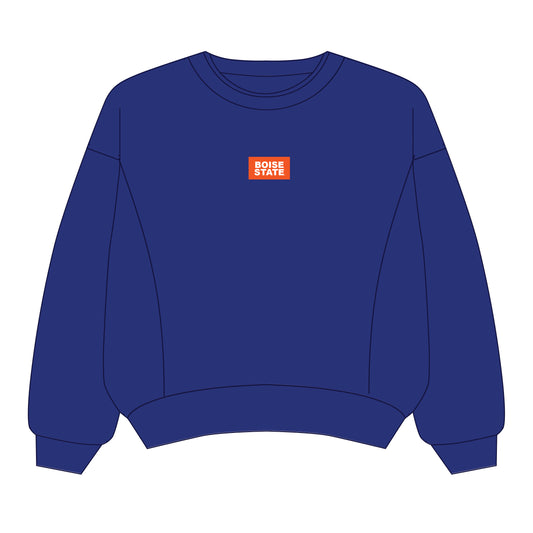 The Molly Corded Crew Boise State Woven Label | Royal