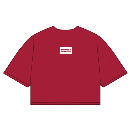 The Kristin Airy Tee Boomer Sooner Woven Label | Youth Crimson