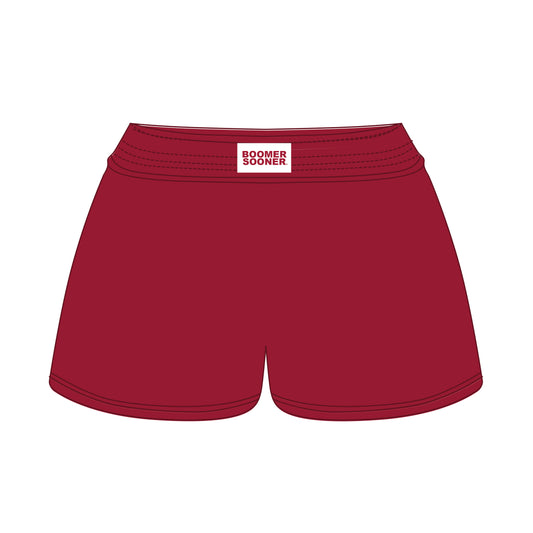 The Liz Nylon Shorts Boomer Sooner Woven Label | Crimson
