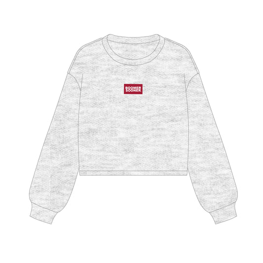 The Becca Boxy Crewneck Boomer Sooner Woven Label | Ash